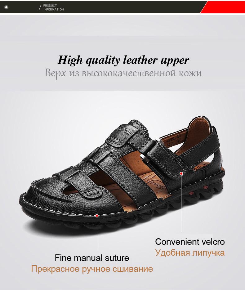 High Quality Cow Leather Sandals Summer Outdoor Handmade Men Sandals Fashion Comfortable Men Beach Leather Shoes