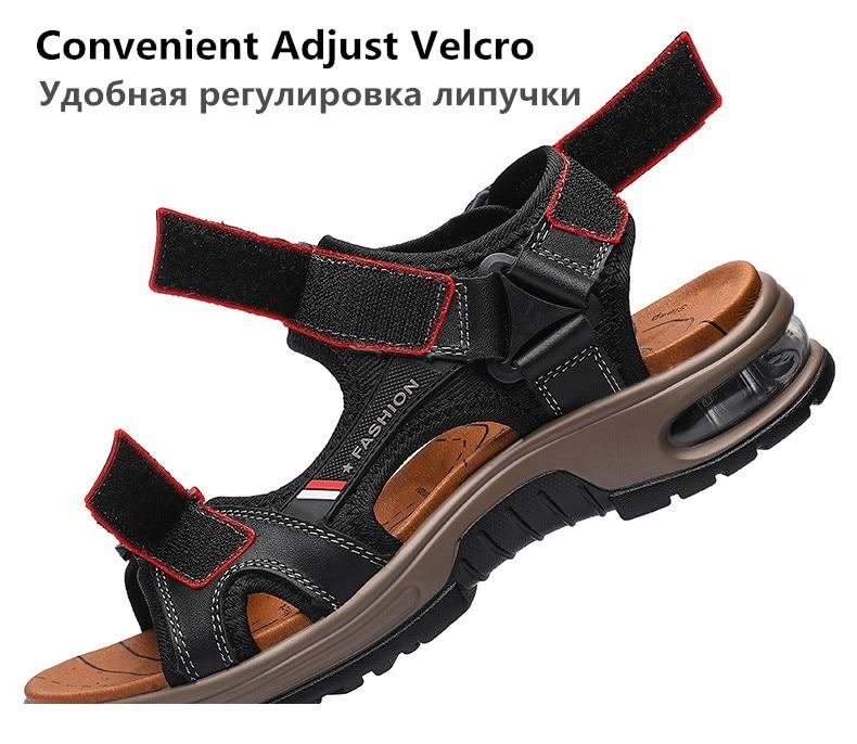 Men's Sandals Genuine Leather Men's Slippers Gladiator Men's Beach Sandals Soft, comfortable outdoor wading shoes