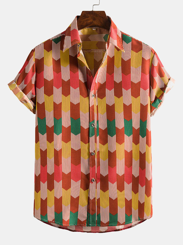 Multi Color Abstract Print Shirts