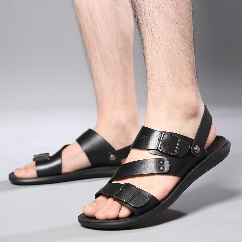 Men Summer Comfortable Leather Barefoot Sandals