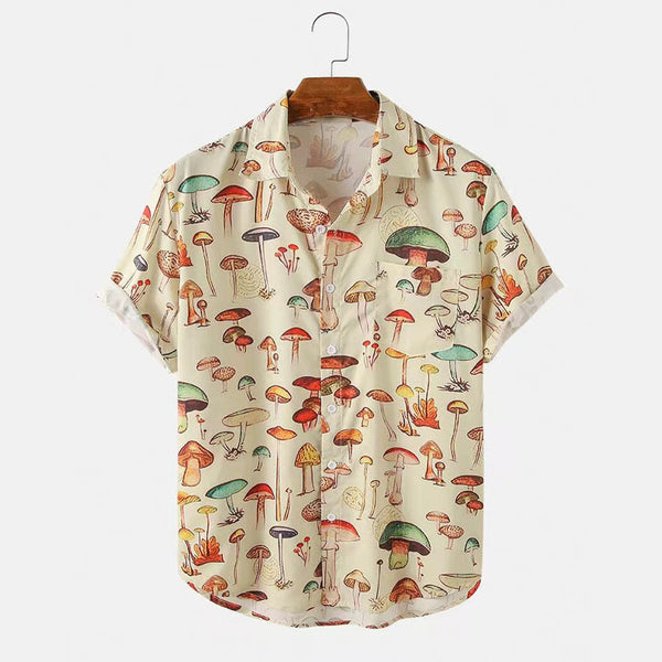 Men's Summer Hawaiian Shirt Short Sleeve Button Down Beach Print Shirt Tropical Holiday Wear
