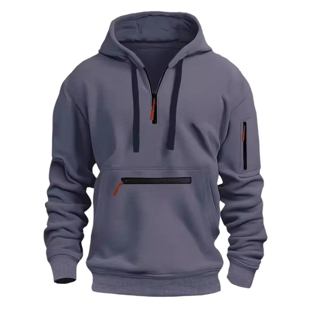 Men's Sweatshirt Hoodie Zipper Multi-pocket Pullover Sports Casual Hoodie Jacket