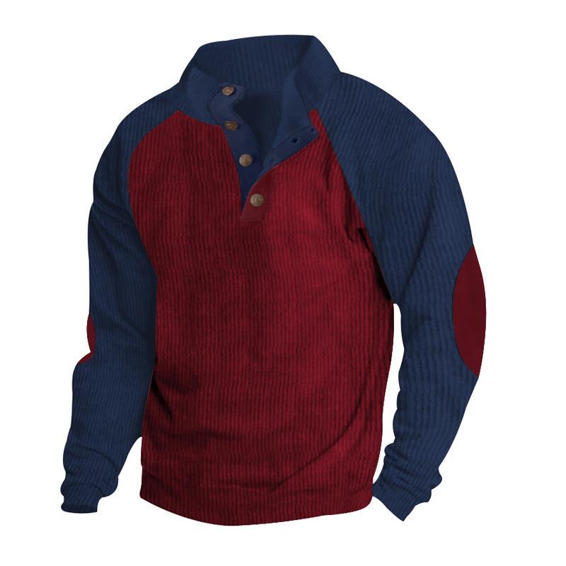 Casual Stand-up Collar Corduroy Sweatshirt