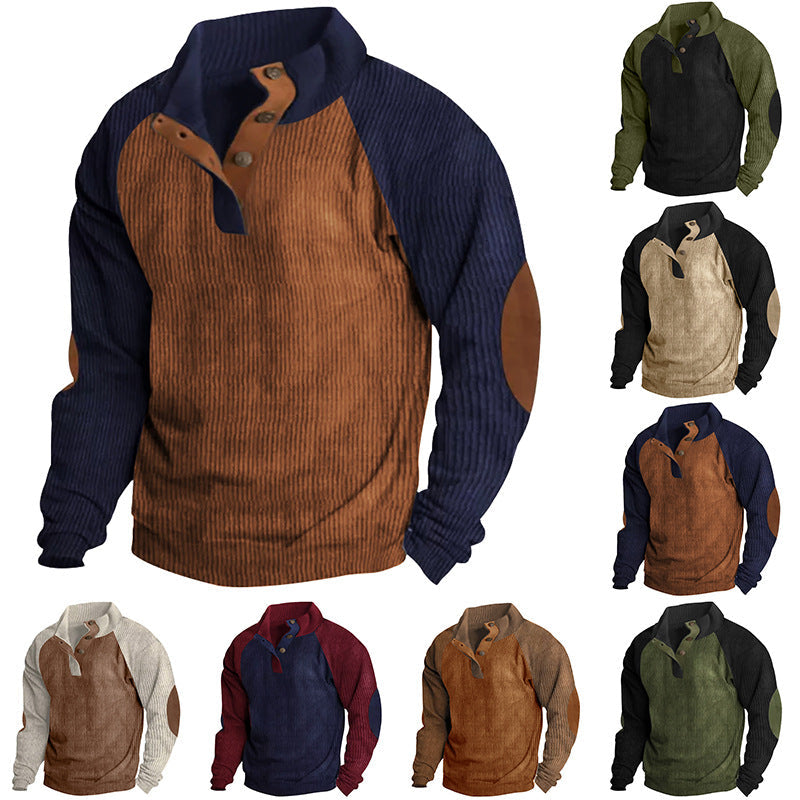 Casual Stand-up Collar Corduroy Sweatshirt