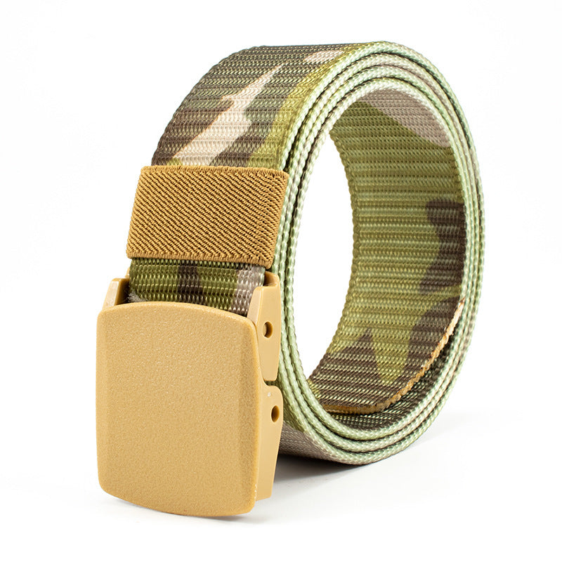 Quick-drying Smooth Button Camouflage Metal Belt Outdoor Sports Breathable Training Belts