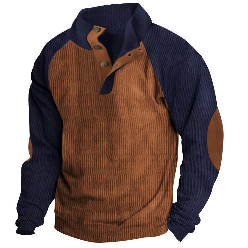 Casual Stand-up Collar Corduroy Sweatshirt