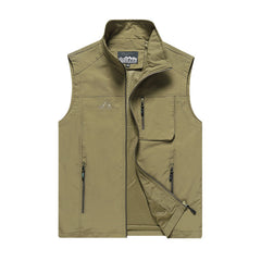 Men's Outdoor Photography Loose Mesh Fishing Vest Multi-Pocket Solid Vest