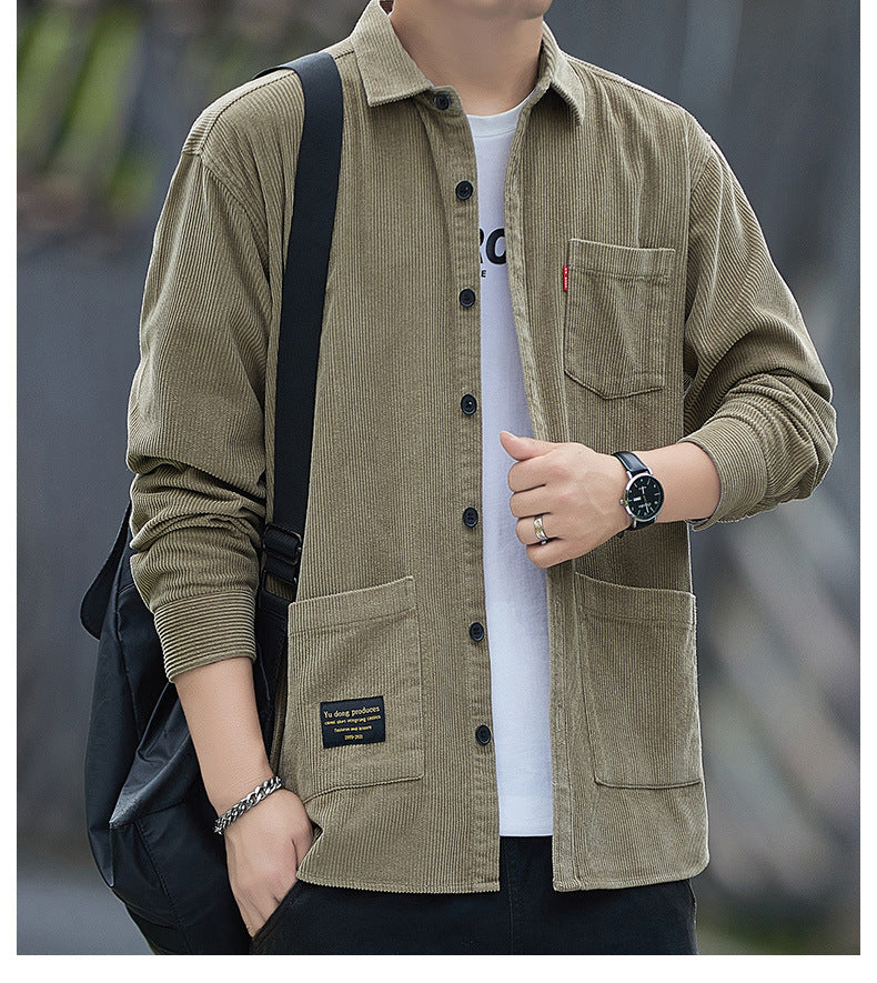 Corduroy Long-sleeved Shirt Men's Jacket Casual Retro Work Shirt