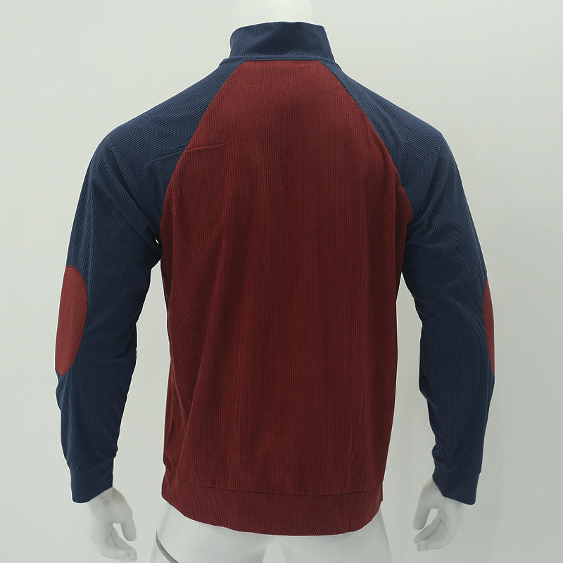 Casual Stand-up Collar Corduroy Sweatshirt