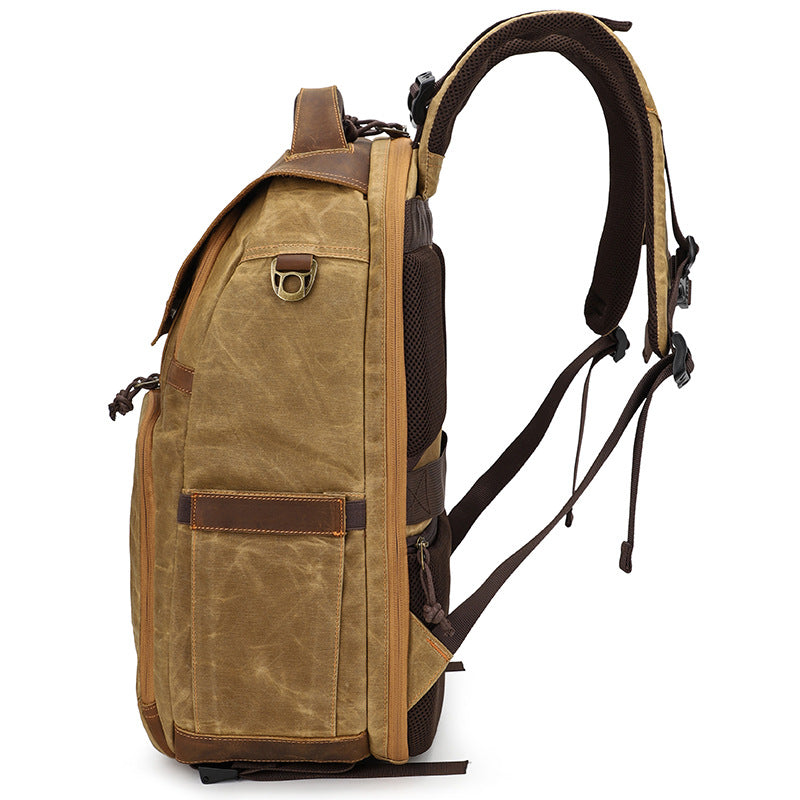 Retro Canvas Multifunctional Practical SLR Camera Backpack Waterproof Notebook Laptop Bag