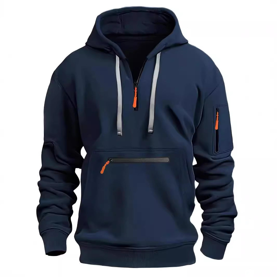 Men's Sweatshirt Hoodie Zipper Multi-pocket Pullover Sports Casual Hoodie Jacket