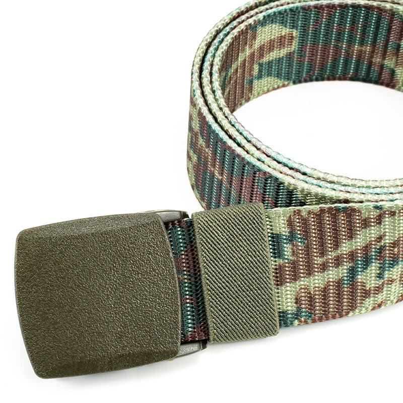 Quick-drying Smooth Button Camouflage Metal Belt Outdoor Sports Breathable Training Belts