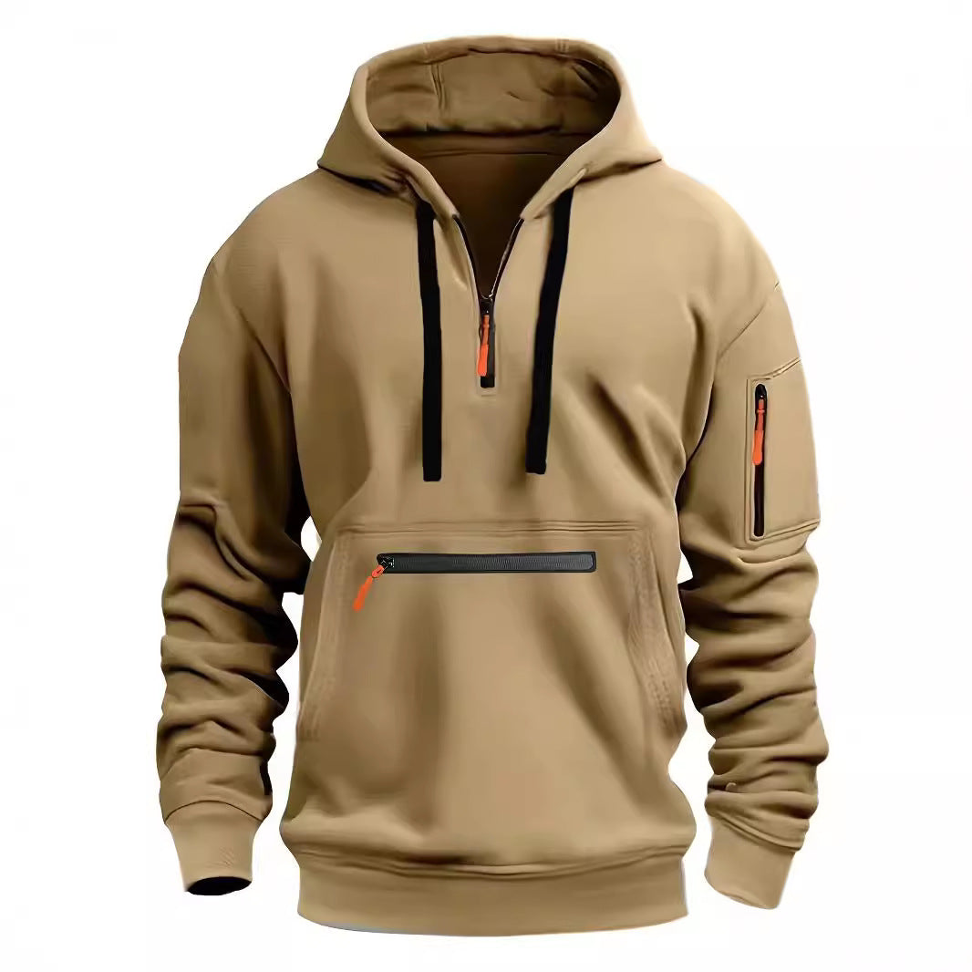 Men's Sweatshirt Hoodie Zipper Multi-pocket Pullover Sports Casual Hoodie Jacket