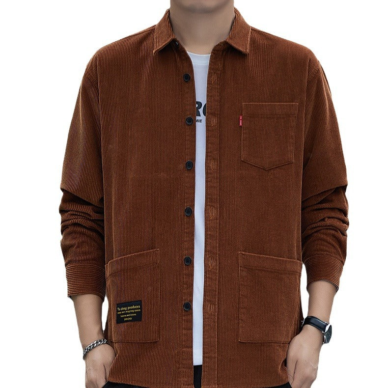 Corduroy Long-sleeved Shirt Men's Jacket Casual Retro Work Shirt