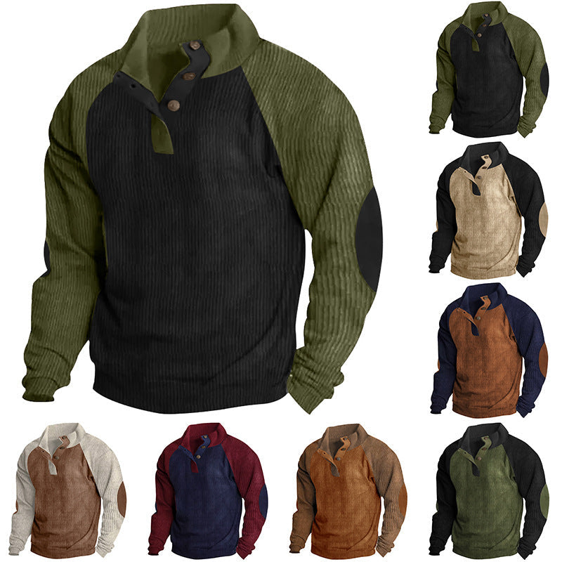 Casual Stand-up Collar Corduroy Sweatshirt