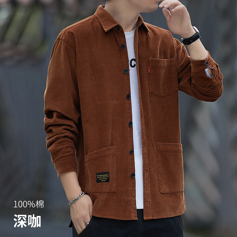 Corduroy Long-sleeved Shirt Men's Jacket Casual Retro Work Shirt