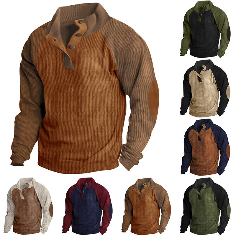 Casual Stand-up Collar Corduroy Sweatshirt