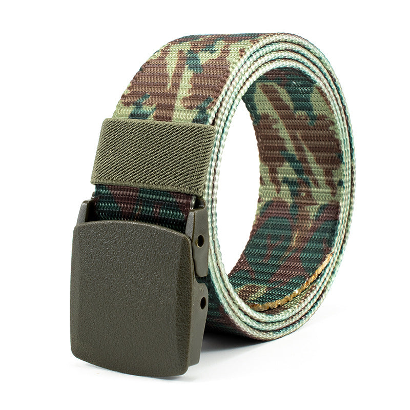 Quick-drying Smooth Button Camouflage Metal Belt Outdoor Sports Breathable Training Belts