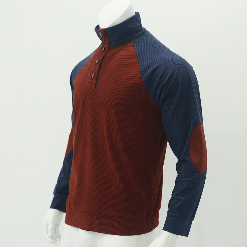 Casual Stand-up Collar Corduroy Sweatshirt