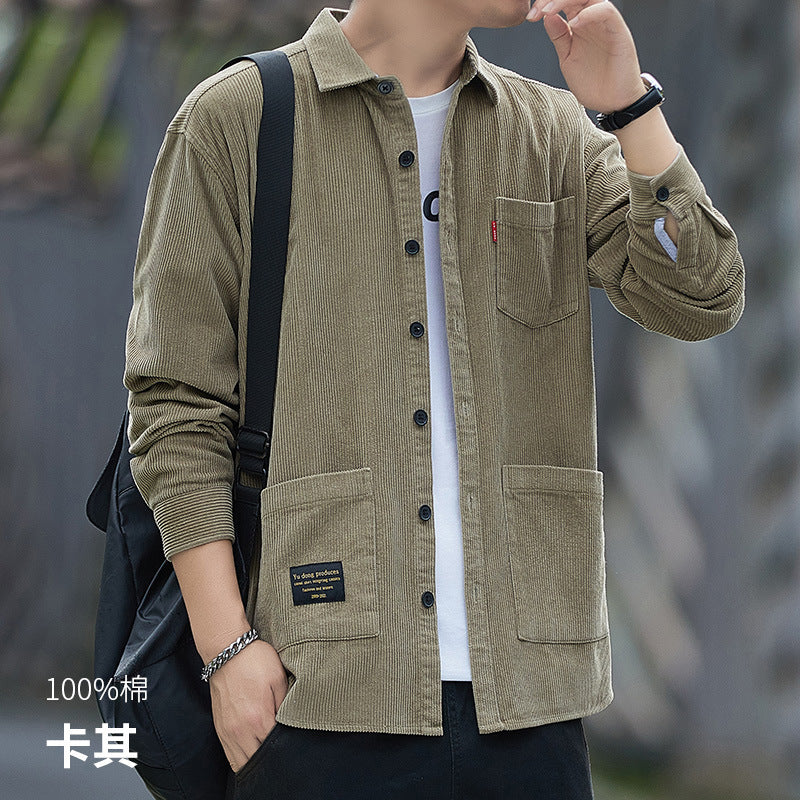 Corduroy Long-sleeved Shirt Men's Jacket Casual Retro Work Shirt