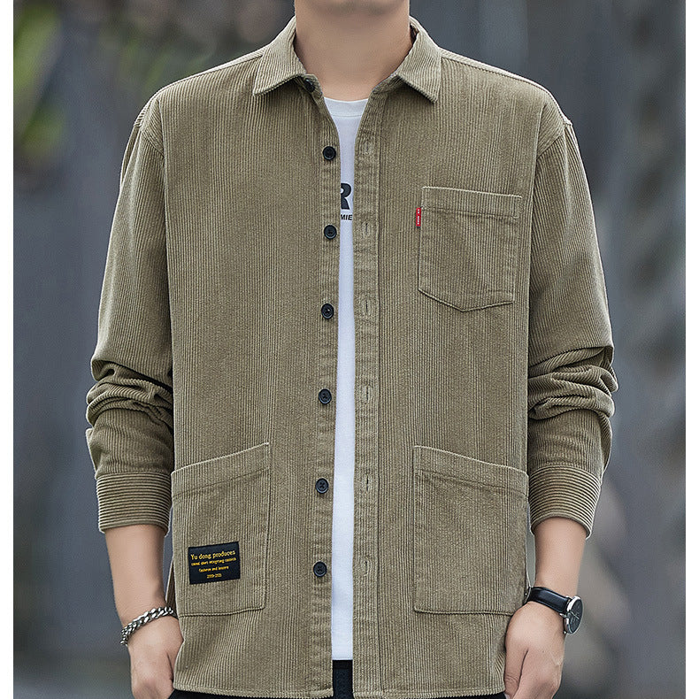 Corduroy Long-sleeved Shirt Men's Jacket Casual Retro Work Shirt