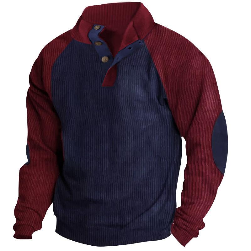 Casual Stand-up Collar Corduroy Sweatshirt