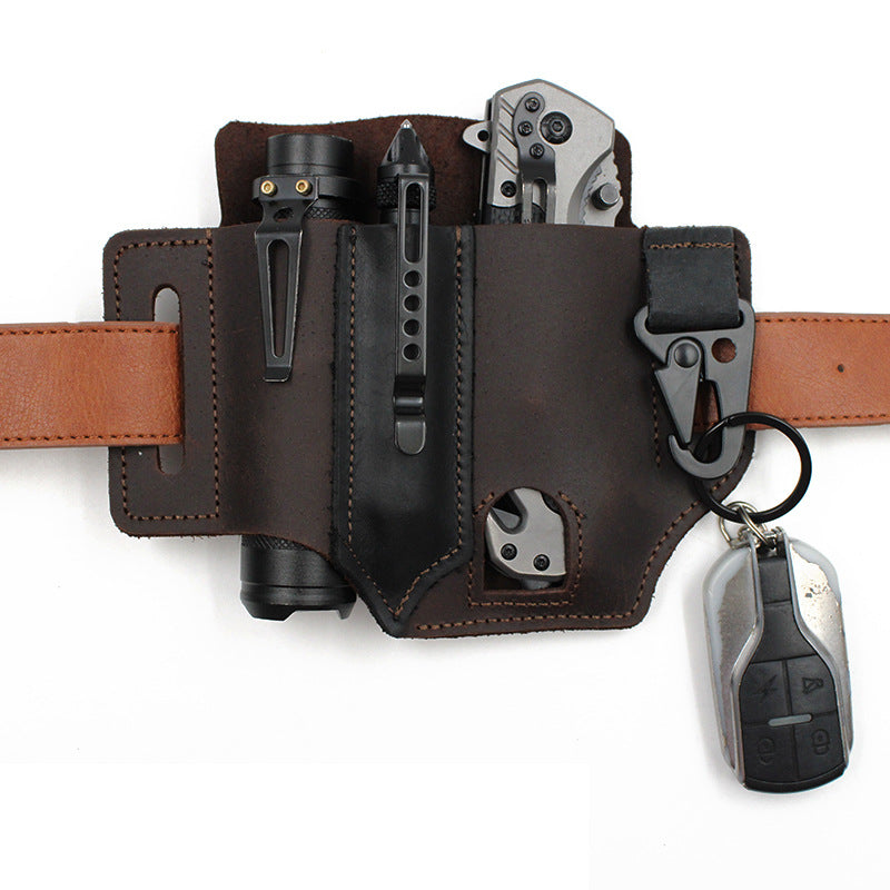 EDC Tactical Tool Leather Case Retro Outdoor Tool Pocket Sports Pocket Belt Bag