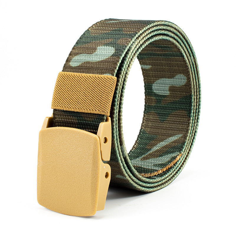 Quick-drying Smooth Button Camouflage Metal Belt Outdoor Sports Breathable Training Belts