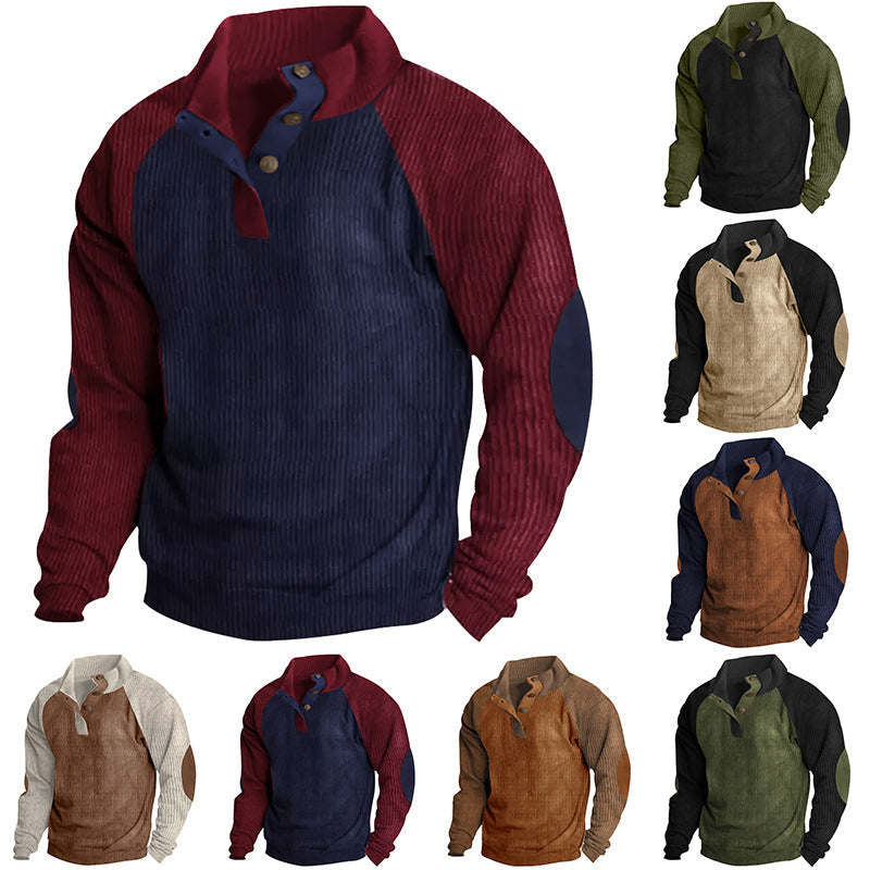 Casual Stand-up Collar Corduroy Sweatshirt