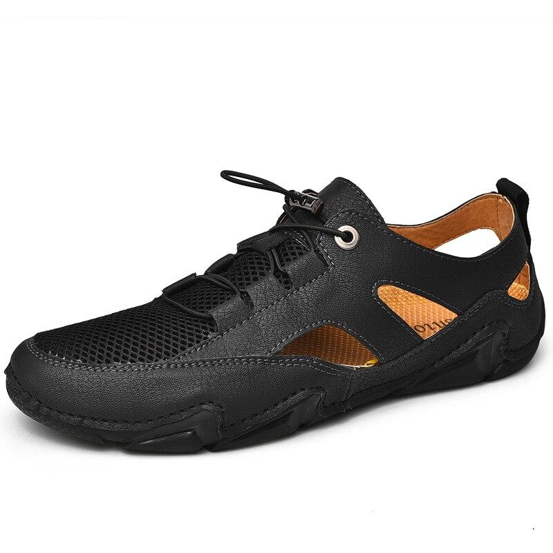 Men's High Quality Mesh Breathable Outdoor Sandals Fashion Handmade Flat Shoes