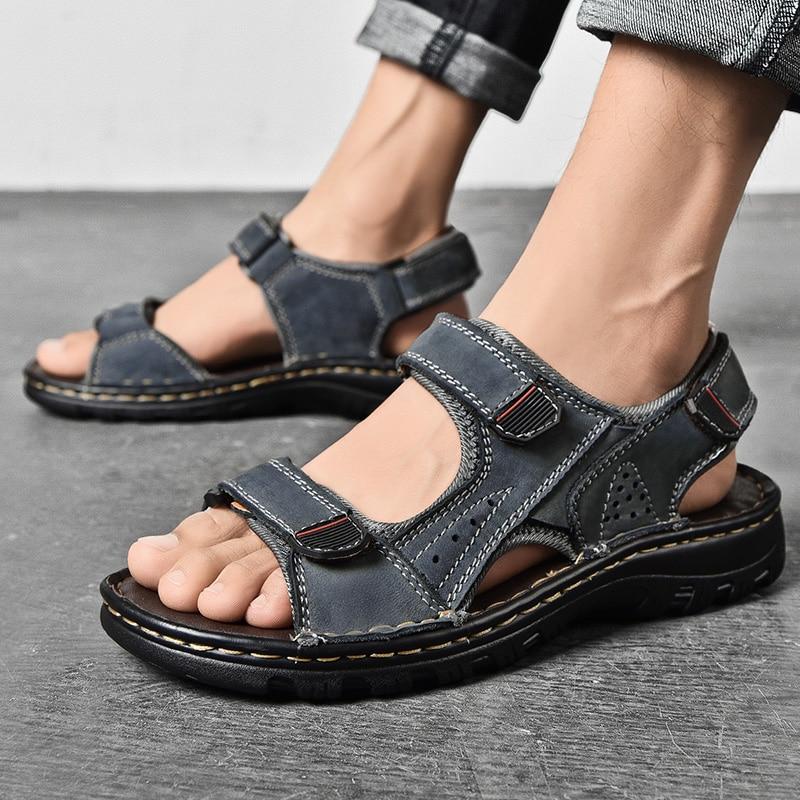 Men's Sandals Outdoor Genuine Leather Breathable Men's Sandals Leather Handmade Men's Beach Sandals