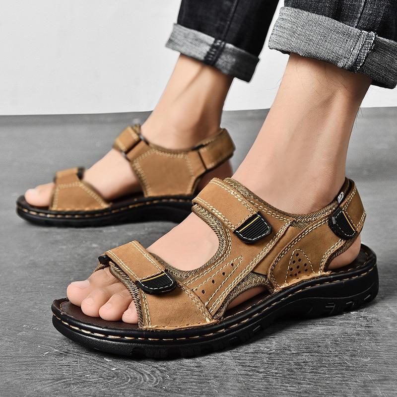 Men's Sandals Outdoor Genuine Leather Breathable Men's Sandals Leather Handmade Men's Beach Sandals