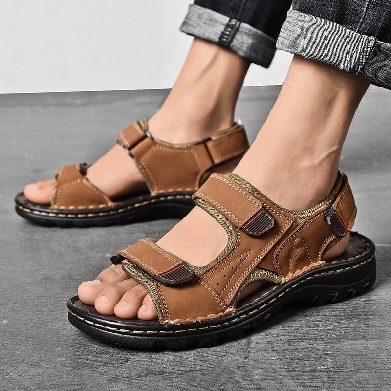 Men's Sandals Outdoor Genuine Leather Breathable Men's Sandals Leather Handmade Men's Beach Sandals