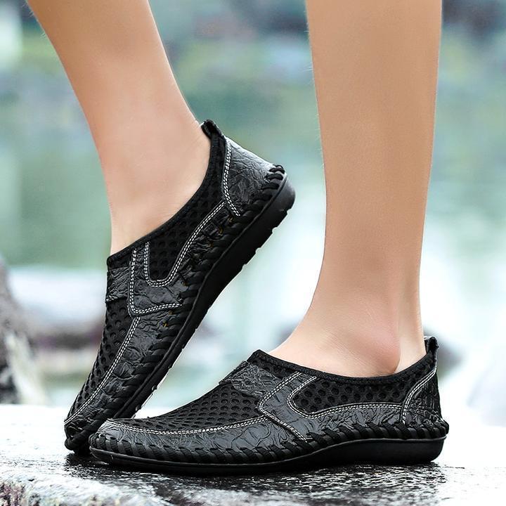 Men's Stitching Honeycomb Mesh Soft Loafers Breathable Outdoor Casual Shoes