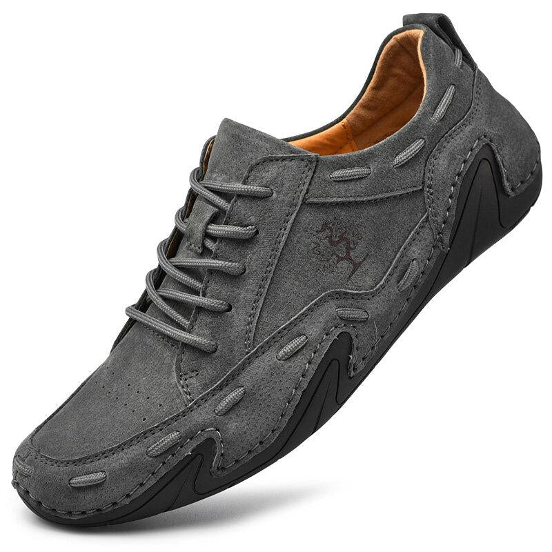 Aliders Men's Handmade Leather Breathable Non Slip Soft Sole Casual Driving Shoes