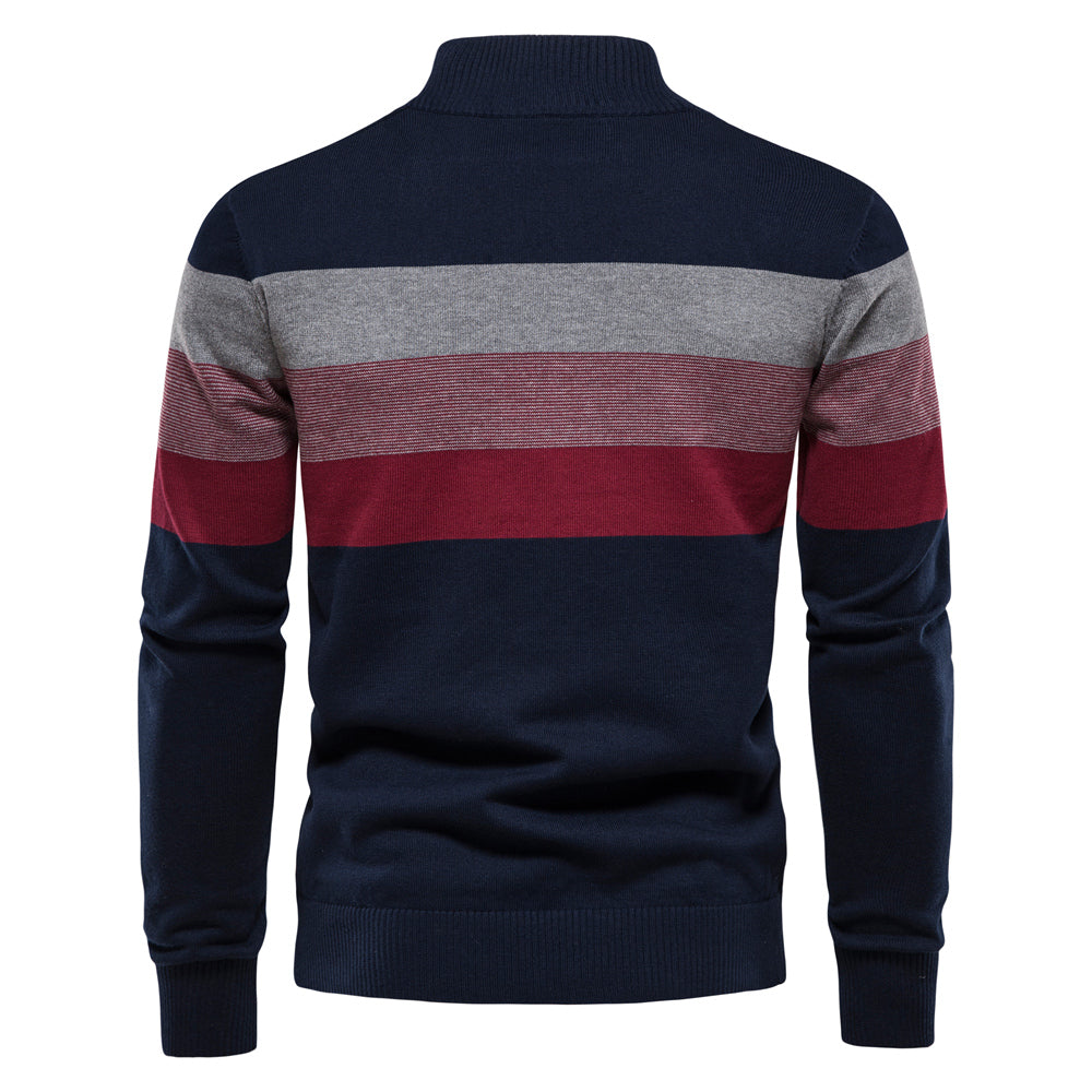 Men's Cotton Casual Zipper Mock Neck Warm Sweater