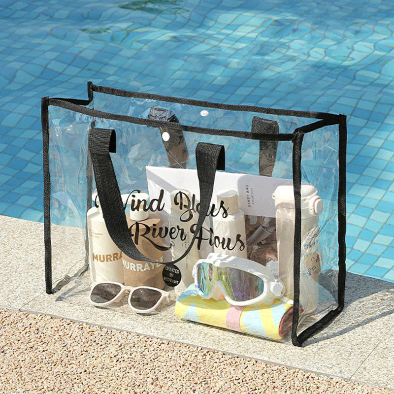 Transparent Portable Tote Bag Vacation Travel Beach Bag Waterproof Permeable Swimming Bag