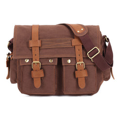 Men Canvas Leather Casual Outdoor Messenger Shoulder Crossbody Bag