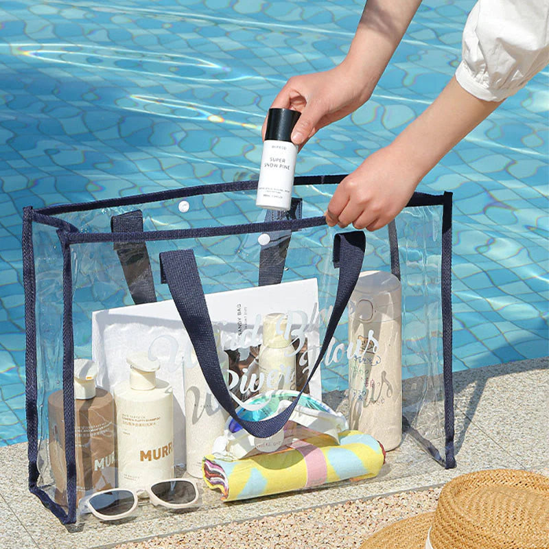 Transparent Portable Tote Bag Vacation Travel Beach Bag Waterproof Permeable Swimming Bag