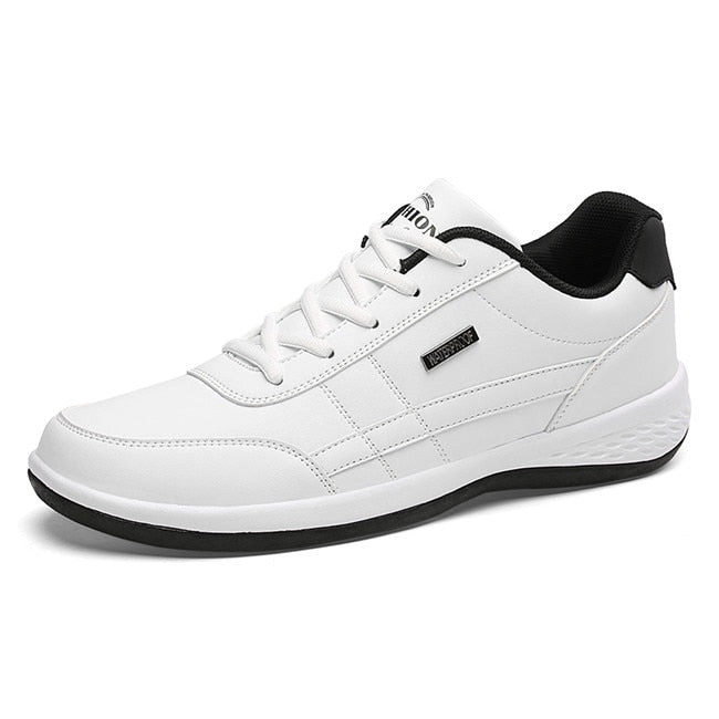 Men's Casual Breathable Lace-up Leather Sneakers Shoes