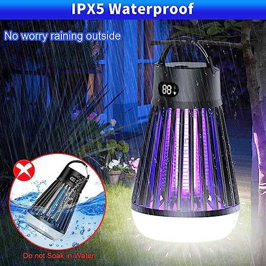 Cordless LED Digital Display Electric Mosquito Bug Zapper Mosquito Killing Lamp Fly Trap Camp Lamp