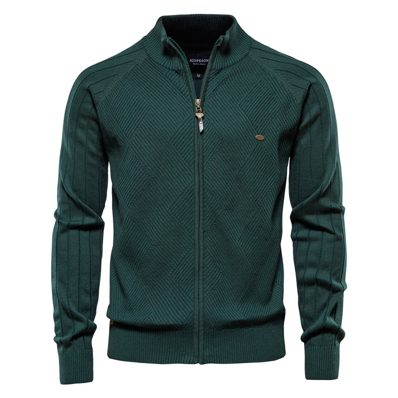 Men's Casual Quality Cotton Zipper Cardigan Knitted Jacket