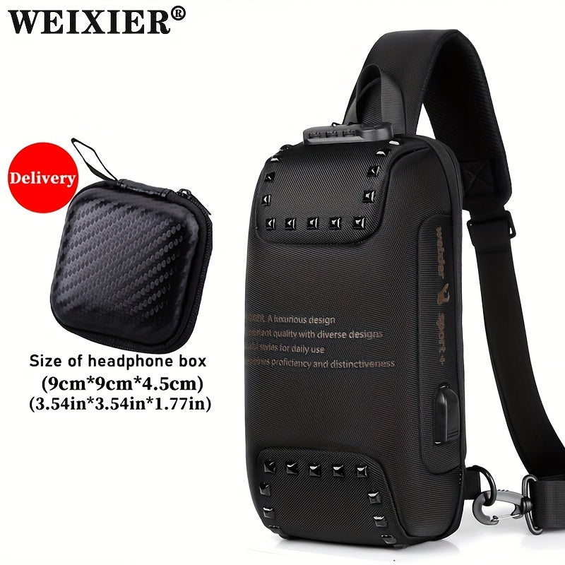 Chest Bag Casual Anti-theft Combination Lock Messenger Bag USB Fast Charging Shoulder Satchel Sports Cycling Backpack