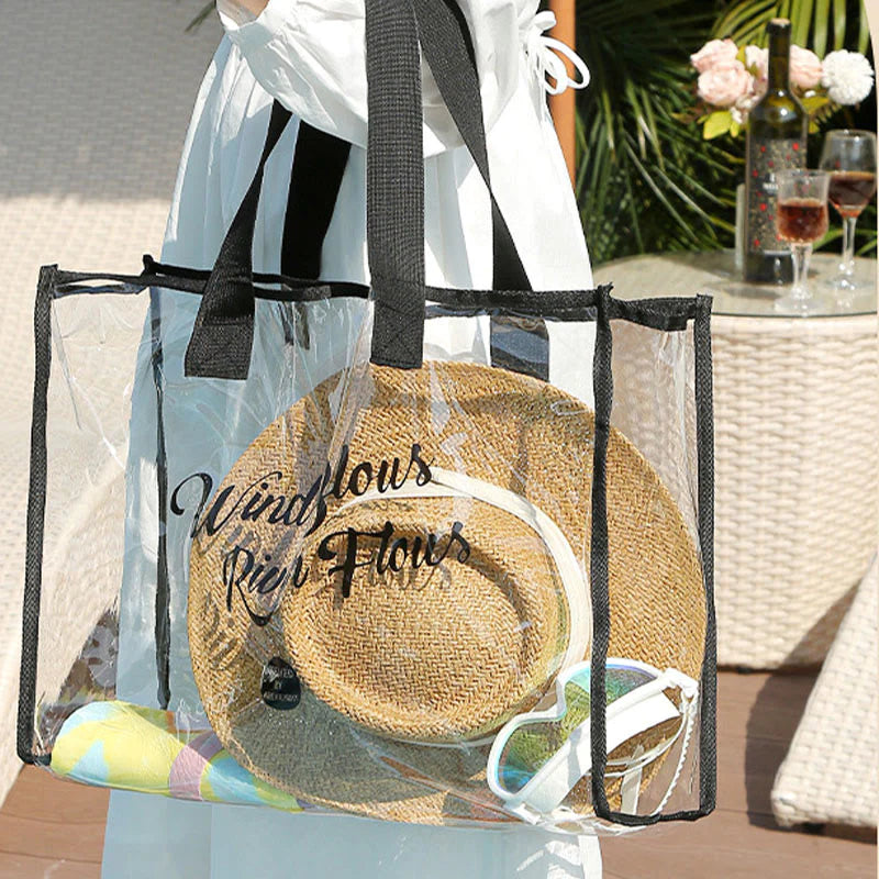 Transparent Portable Tote Bag Vacation Travel Beach Bag Waterproof Permeable Swimming Bag