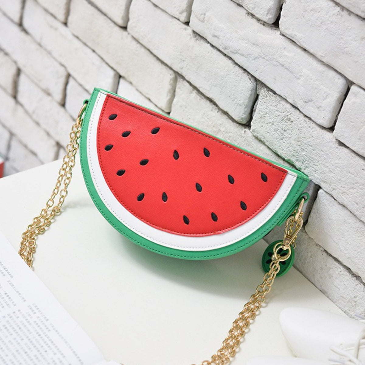 Cartoon Fruit Shaped Crossbody Bag Watermelon Lemon Purse Cute Chain Shoulder Bag For Women