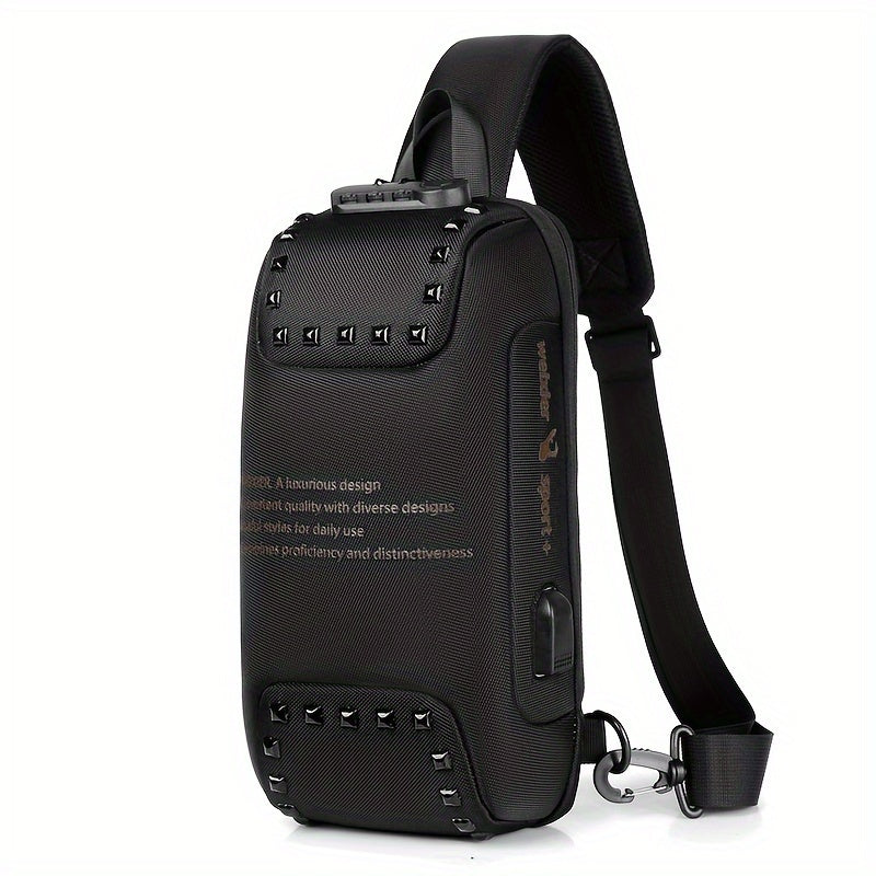 Chest Bag Casual Anti-theft Combination Lock Messenger Bag USB Fast Charging Shoulder Satchel Sports Cycling Backpack