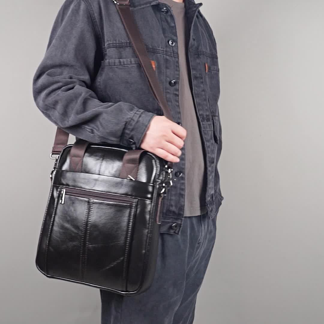 Men's Genuine Leather Shoulder Bags Crossbody Bags For Men Business Handbags For 13.3in Laptop