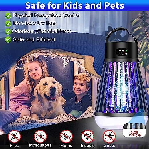 Cordless LED Digital Display Electric Mosquito Bug Zapper Mosquito Killing Lamp Fly Trap Camp Lamp