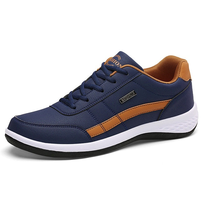 Men's Casual Breathable Lace-up Leather Sneakers Shoes