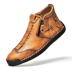 Men's stylish ankle boots handmade of microfiber leather with side zip Shoes